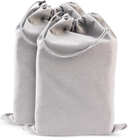 LFH Cotton Rich Shoe Storage Bags with Drawstring, Dustproof Breathable Reusable Organizer, Perfect For Travel, Dorm, Hotel, College, Gym, Machine Washable 8"x17" (Pack of 2) - Black sand