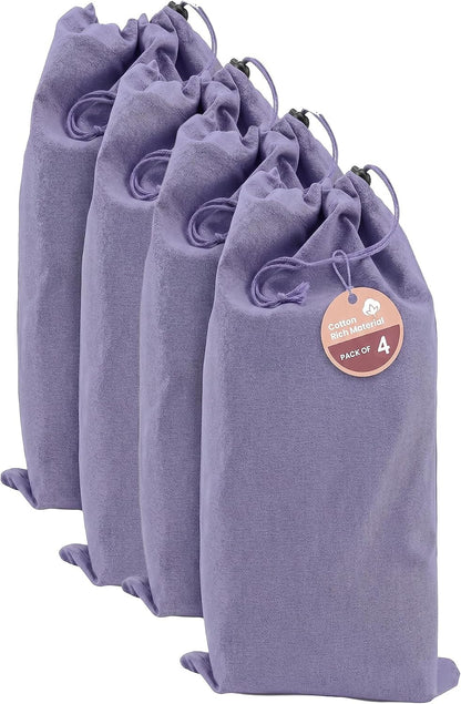 LFH Cotton Rich Shoe Storage Bags with Drawstring, Dustproof Breathable Reusable Organizer, Perfect For Travel, Dorm, Hotel, College, Gym, Machine Washable 8"x17" (Pack of 2) - Black sand
