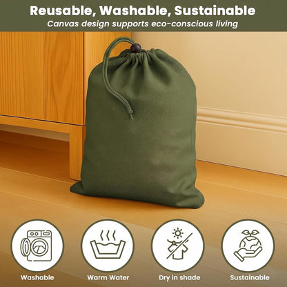 LFH Cotton Rich Shoe Storage Bags with Drawstring, Dustproof Breathable Reusable Organizer, Perfect For Travel, Dorm, Hotel, College, Gym, Machine Washable 8"x17" (Pack of 2) - Black sand