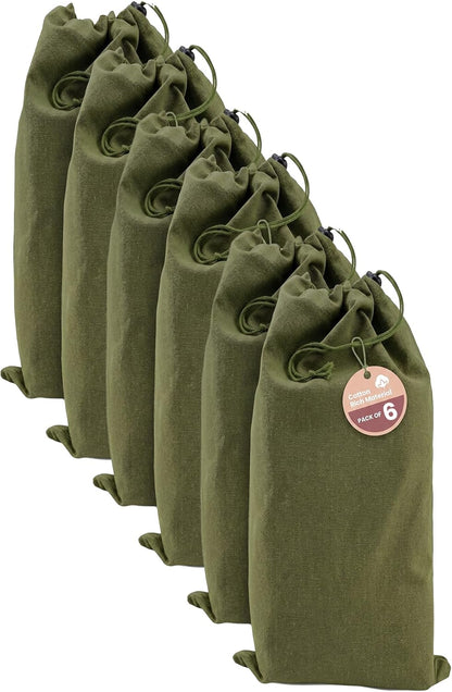 LFH Cotton Rich Shoe Storage Bags with Drawstring, Dustproof Breathable Reusable Organizer, Perfect For Travel, Dorm, Hotel, College, Gym, Machine Washable 8"x17" (Pack of 2) - Black sand