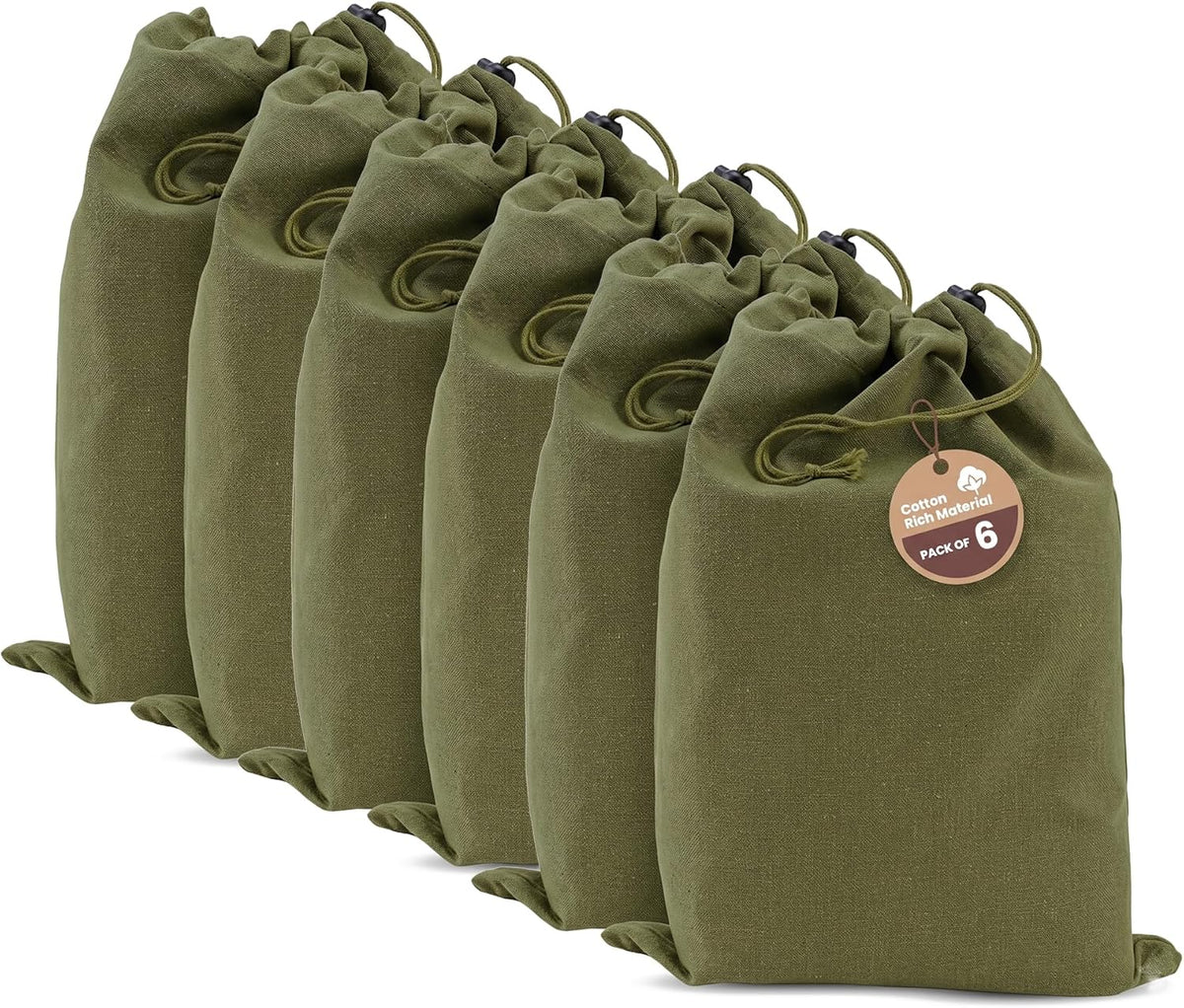 LFH Cotton Rich Shoe Storage Bags with Drawstring, Dustproof Breathable Reusable Organizer, Perfect For Travel, Dorm, Hotel, College, Gym, Machine Washable 8"x17" (Pack of 2) - Black sand