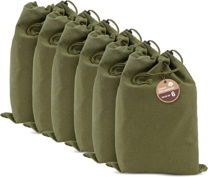 LFH Cotton Rich Shoe Storage Bags with Drawstring, Dustproof Breathable Reusable Organizer, Perfect For Travel, Dorm, Hotel, College, Gym, Machine Washable 8"x17" (Pack of 2) - Black sand