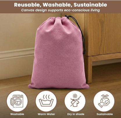 LFH Cotton Rich Shoe Storage Bags with Drawstring, Dustproof Breathable Reusable Organizer, Perfect For Travel, Dorm, Hotel, College, Gym, Machine Washable 8"x17" (Pack of 2) - Black sand