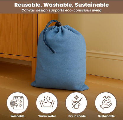 LFH Cotton Rich Shoe Storage Bags with Drawstring, Dustproof Breathable Reusable Organizer, Perfect For Travel, Dorm, Hotel, College, Gym, Machine Washable 8"x17" (Pack of 2) - Black sand