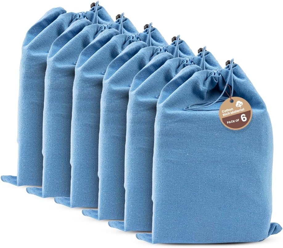 LFH Cotton Rich Shoe Storage Bags with Drawstring, Dustproof Breathable Reusable Organizer, Perfect For Travel, Dorm, Hotel, College, Gym, Machine Washable 8"x17" (Pack of 2) - Black sand