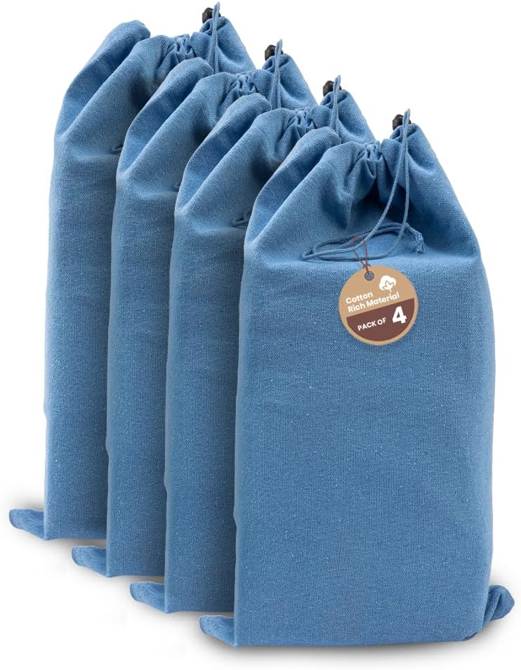 LFH Cotton Rich Shoe Storage Bags with Drawstring, Dustproof Breathable Reusable Organizer, Perfect For Travel, Dorm, Hotel, College, Gym, Machine Washable 8"x17" (Pack of 2) - Black sand