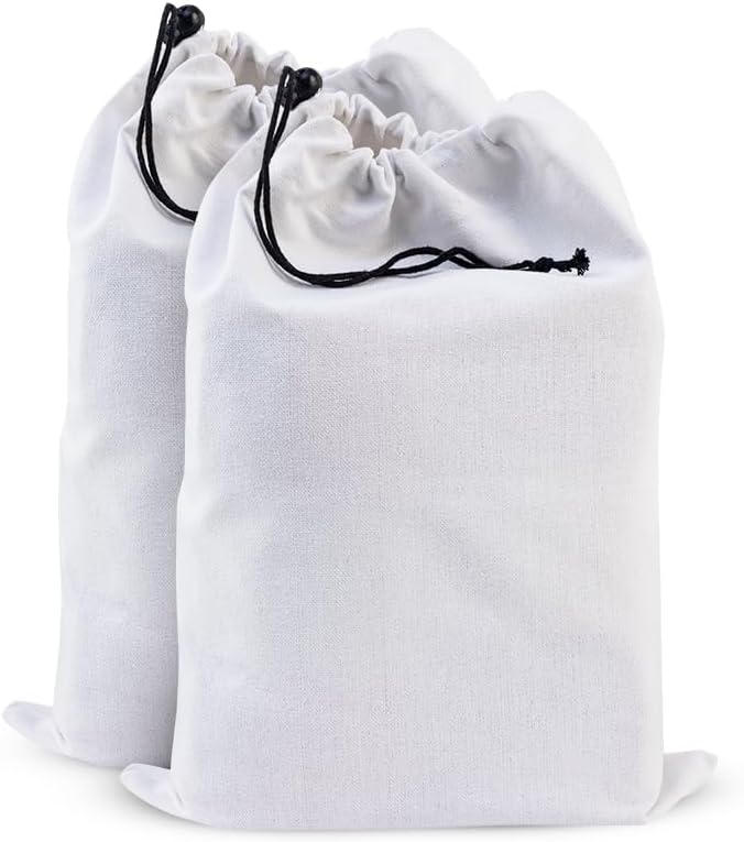 LFH Cotton Rich Shoe Storage Bags with Drawstring, Dustproof Breathable Reusable Organizer, Perfect For Travel, Dorm, Hotel, College, Gym, Machine Washable 8"x17" (Pack of 2) - Black sand