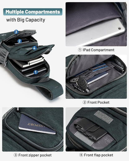 Sling Bag Crossbody Backpack for Men, One Strap Backpack Hiking Daypack Chest Bag for Women