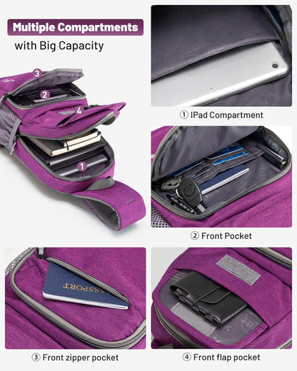 Sling Bag Crossbody Backpack for Men, One Strap Backpack Hiking Daypack Chest Bag for Women