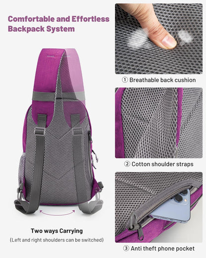 Sling Bag Crossbody Backpack for Men, One Strap Backpack Hiking Daypack Chest Bag for Women