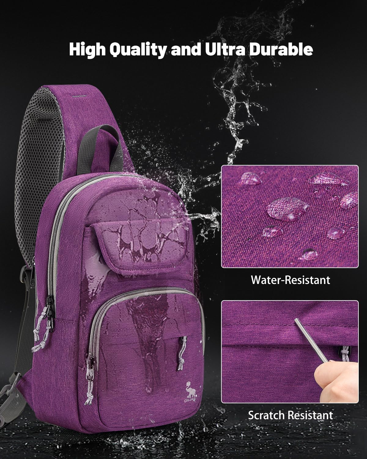 Sling Bag Crossbody Backpack for Men, One Strap Backpack Hiking Daypack Chest Bag for Women