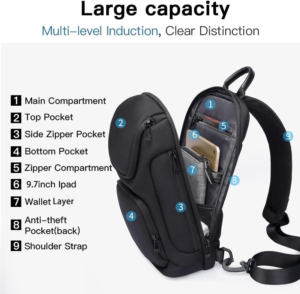 Sling Bag for Men,Shoulder bags Crossbody Sling Backpack for Men and Women