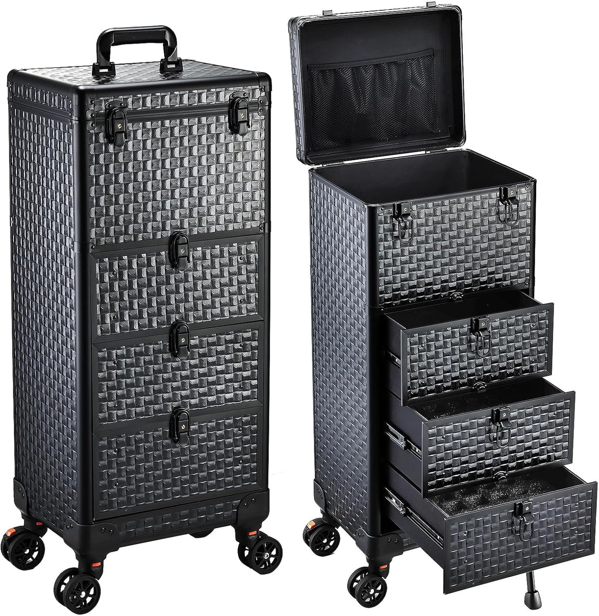 Salon Cart with 3 Drawers, Nail Trolley Cart with Wheels Salon Station Rolling Makeup Train Case Cosmetology Case Organizer Cases for Nail Tech,SPA,Face Painting,Hairstylist,Makeup Artist