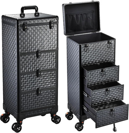 Salon Cart with 3 Drawers, Nail Trolley Cart with Wheels Salon Station Rolling Makeup Train Case Cosmetology Case Organizer Cases for Nail Tech,SPA,Face Painting,Hairstylist,Makeup Artist