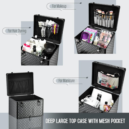 Salon Cart with 3 Drawers, Nail Trolley Cart with Wheels Salon Station Rolling Makeup Train Case Cosmetology Case Organizer Cases for Nail Tech,SPA,Face Painting,Hairstylist,Makeup Artist