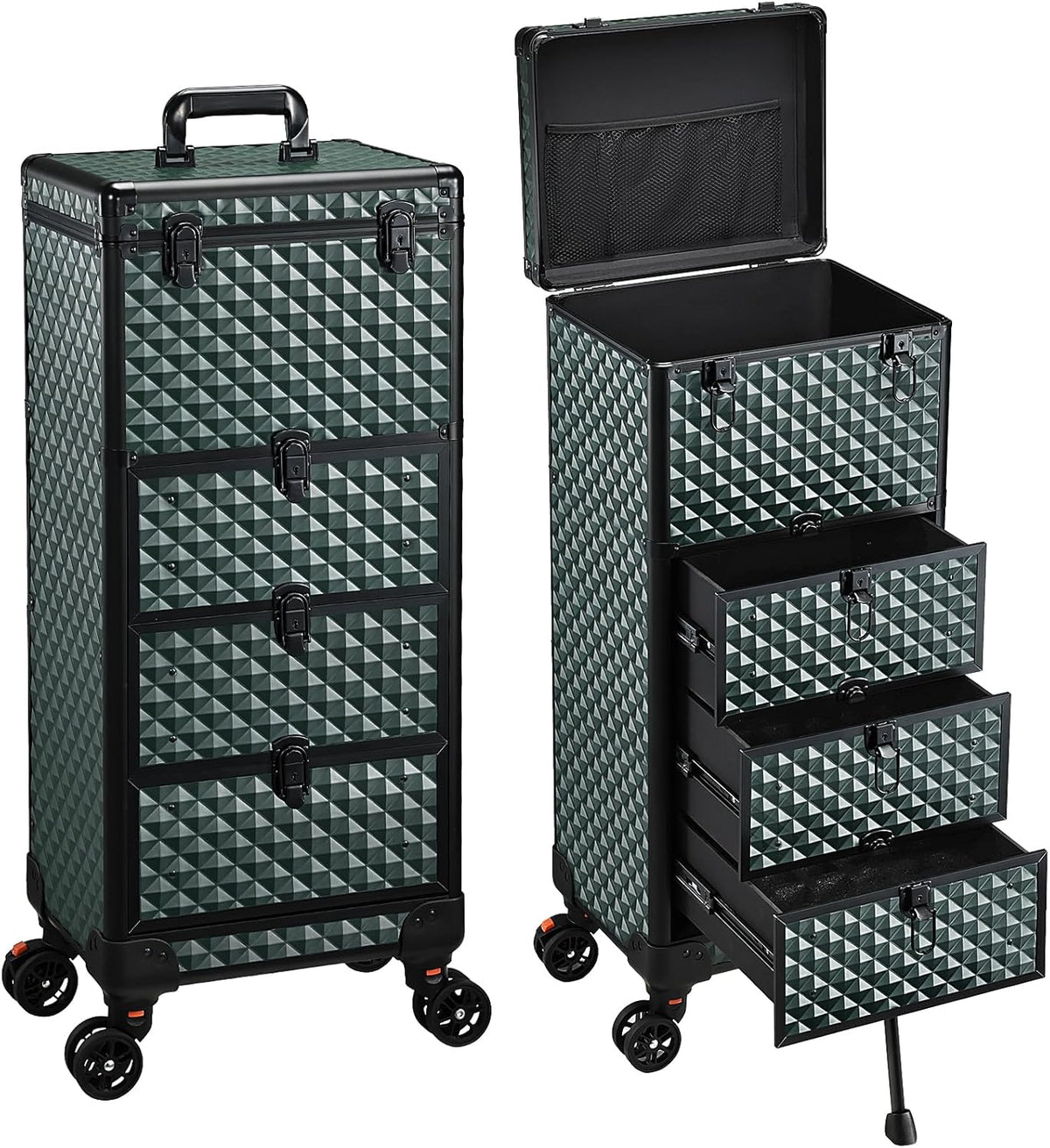 Salon Cart with 3 Drawers, Nail Trolley Cart with Wheels Salon Station Rolling Makeup Train Case Cosmetology Case Organizer Cases for Nail Tech,SPA,Face Painting,Hairstylist,Makeup Artist