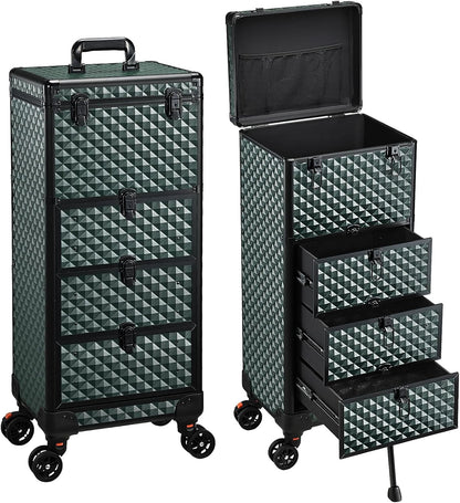 Salon Cart with 3 Drawers, Nail Trolley Cart with Wheels Salon Station Rolling Makeup Train Case Cosmetology Case Organizer Cases for Nail Tech,SPA,Face Painting,Hairstylist,Makeup Artist