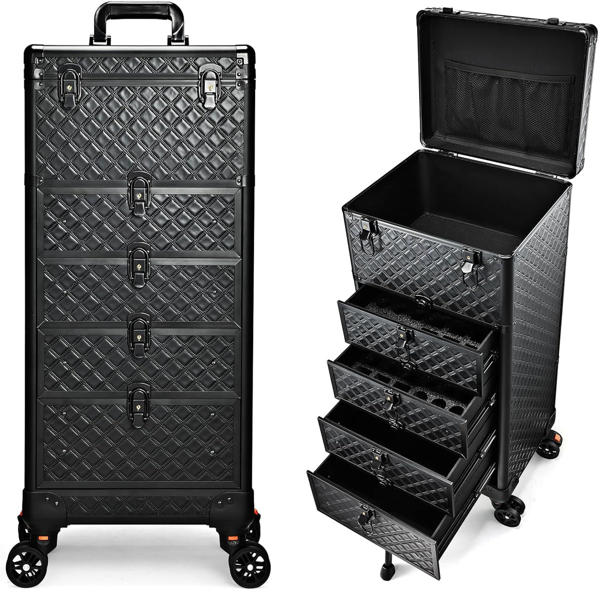 Salon Cart with 3 Drawers, Nail Trolley Cart with Wheels Salon Station Rolling Makeup Train Case Cosmetology Case Organizer Cases for Nail Tech,SPA,Face Painting,Hairstylist,Makeup Artist