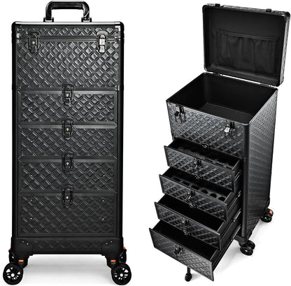 Salon Cart with 3 Drawers, Nail Trolley Cart with Wheels Salon Station Rolling Makeup Train Case Cosmetology Case Organizer Cases for Nail Tech,SPA,Face Painting,Hairstylist,Makeup Artist