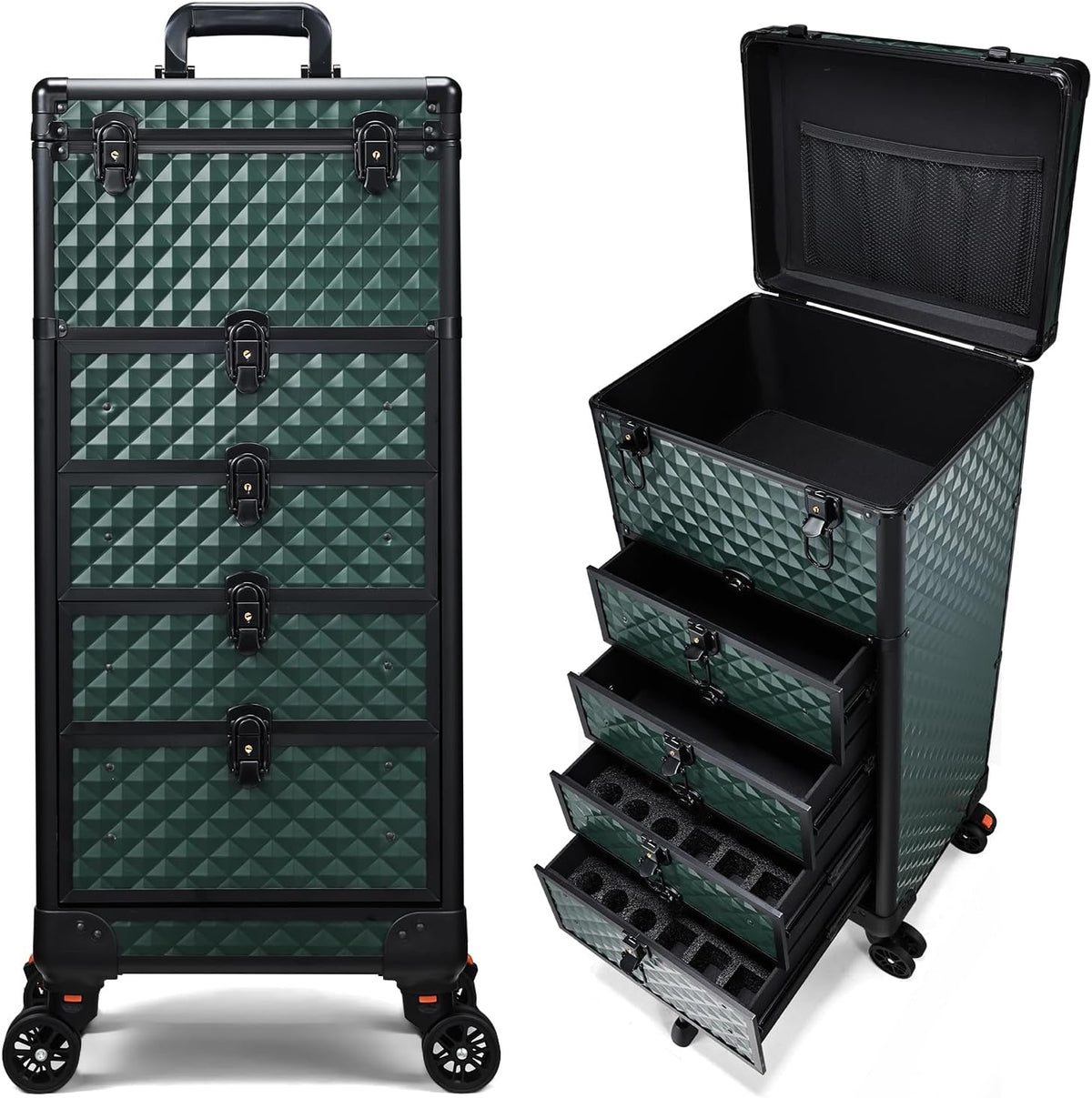 Salon Cart with 3 Drawers, Nail Trolley Cart with Wheels Salon Station Rolling Makeup Train Case Cosmetology Case Organizer Cases for Nail Tech,SPA,Face Painting,Hairstylist,Makeup Artist