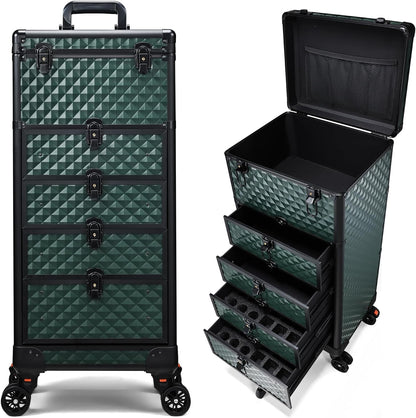 Salon Cart with 3 Drawers, Nail Trolley Cart with Wheels Salon Station Rolling Makeup Train Case Cosmetology Case Organizer Cases for Nail Tech,SPA,Face Painting,Hairstylist,Makeup Artist