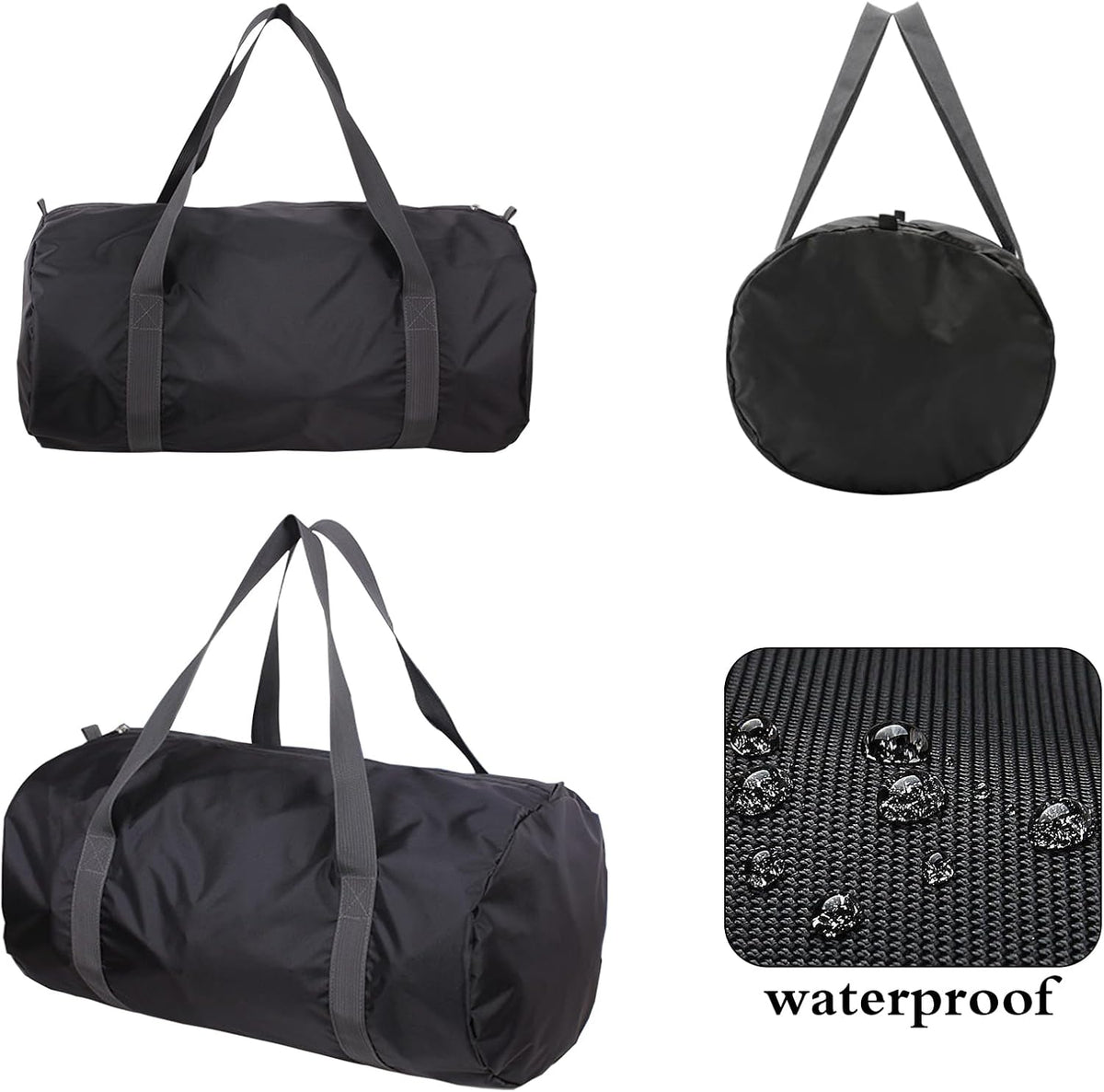 Travel Bag Foldable,Portable Lightweight Gym Bag,Sports Duffel Bags for Women&Men - for Camp, Fitness, and Short tours, shopping (Black, S)