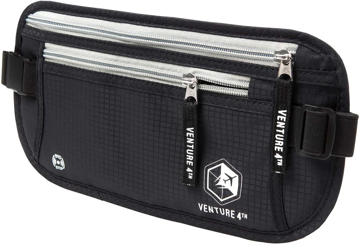RFID Money Belt for Travel with RFID Blocking Sleeves – Slim Hidden Travel Wallet & Passport Holder for Men & Women, Lightweight Anti-Theft Pouch to Protect Cash, Cards & Documents - Brown