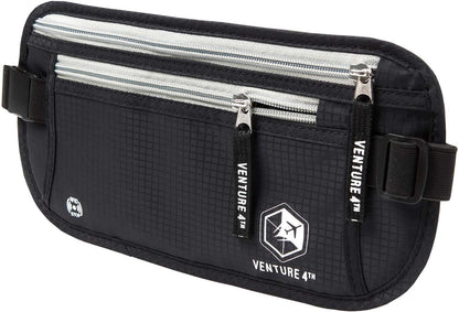 RFID Money Belt for Travel with RFID Blocking Sleeves – Slim Hidden Travel Wallet & Passport Holder for Men & Women, Lightweight Anti-Theft Pouch to Protect Cash, Cards & Documents - Brown