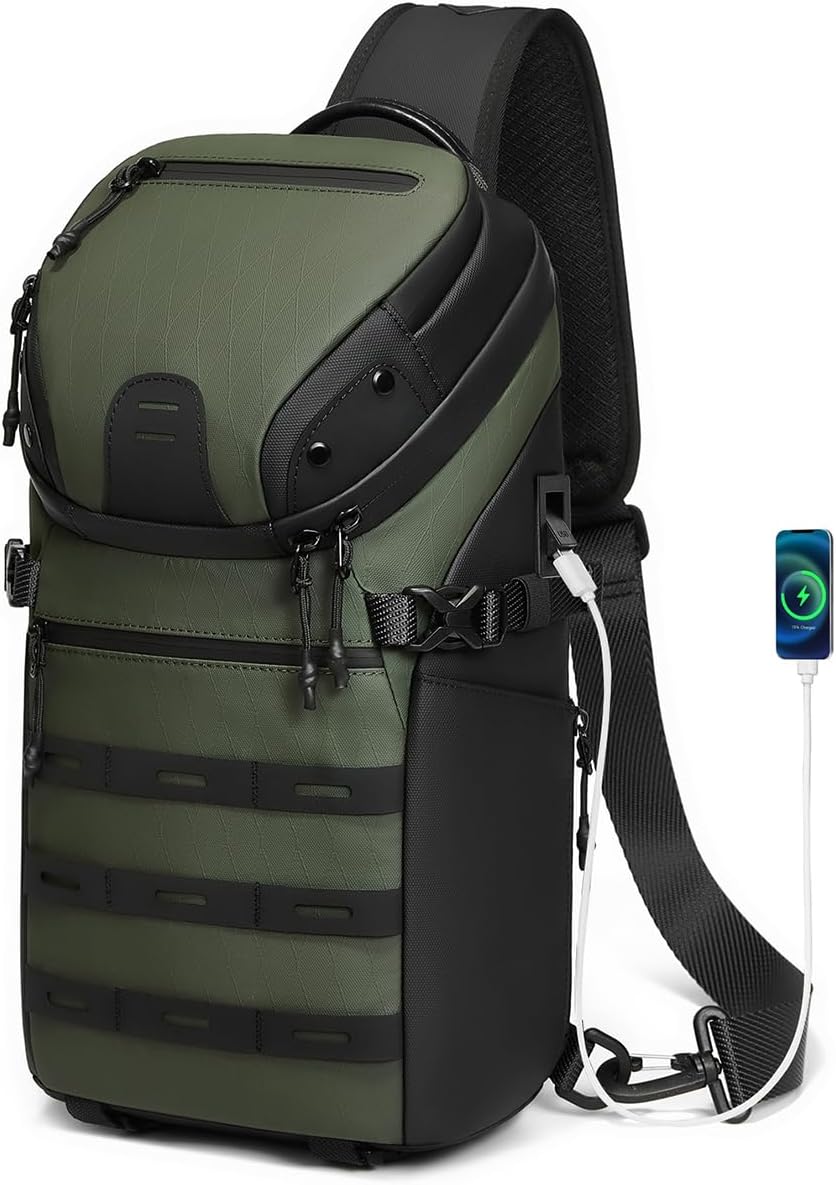 Crossbody Sling Backpack Sling Bag Travel Hiking Chest Bag Daypack Single Shoulder Bag (Grey)