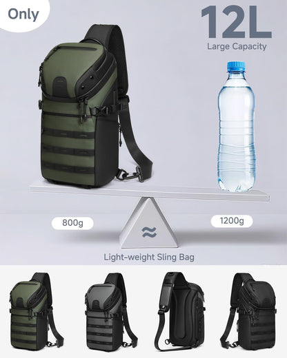 Crossbody Sling Backpack Sling Bag Travel Hiking Chest Bag Daypack Single Shoulder Bag (Grey)