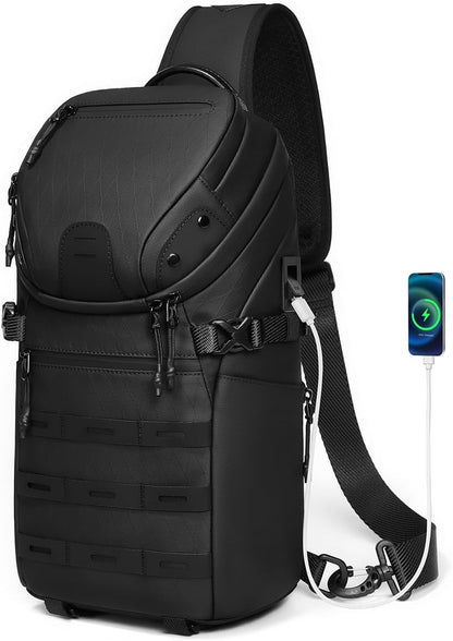 Crossbody Sling Backpack Sling Bag Travel Hiking Chest Bag Daypack Single Shoulder Bag (Grey)