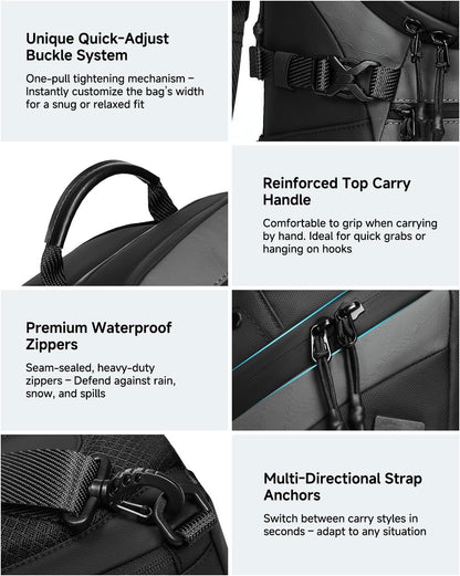 Crossbody Sling Backpack Sling Bag Travel Hiking Chest Bag Daypack Single Shoulder Bag (Grey)