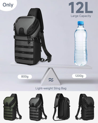 Crossbody Sling Backpack Sling Bag Travel Hiking Chest Bag Daypack Single Shoulder Bag (Grey)