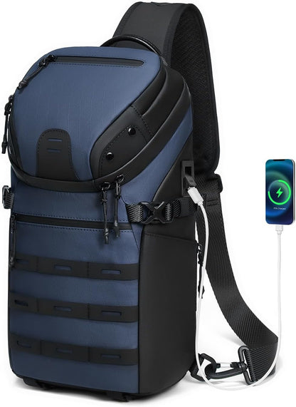 Crossbody Sling Backpack Sling Bag Travel Hiking Chest Bag Daypack Single Shoulder Bag (Grey)