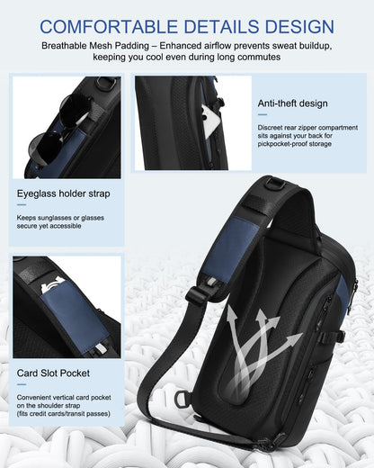 Crossbody Sling Backpack Sling Bag Travel Hiking Chest Bag Daypack Single Shoulder Bag (Grey)