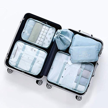 LANGUGU Compression Travel Luggage Organizers 6 Set, Mesh Clothes Bags Luggage Travel Packing Cubes with Bra Underwear Bag for Carry-on Luggage, Suitcase and Backpacking Accessories (Beige)