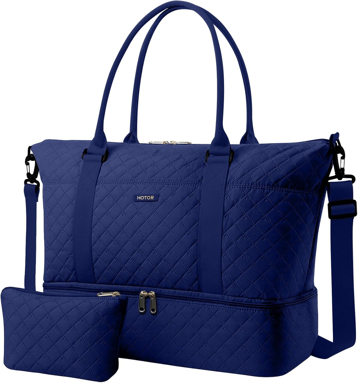 Travel Duffel Bag - Weekender Bags for Women, Gym Tote Bags with Shoe Compartment, Carry On Overnight Bag with Toiletry Bag for Travel Essentials and Travel Accessories, Black, 13.4"×17.3"×7.9"