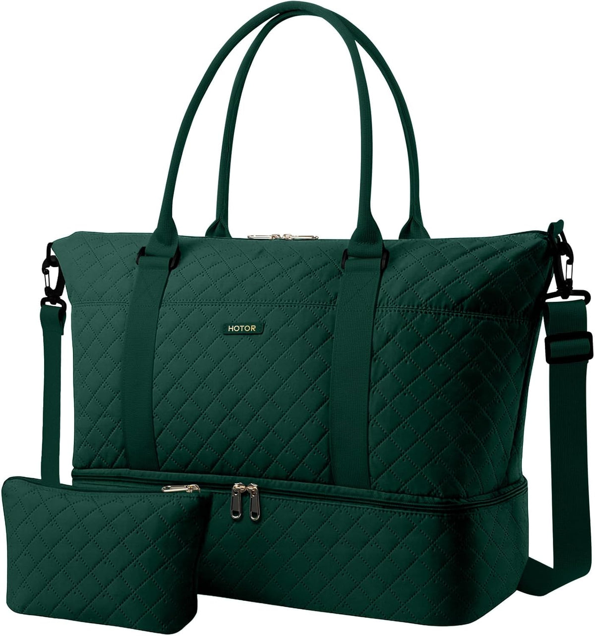 Travel Duffel Bag - Weekender Bags for Women, Gym Tote Bags with Shoe Compartment, Carry On Overnight Bag with Toiletry Bag for Travel Essentials and Travel Accessories, Black, 13.4"×17.3"×7.9"