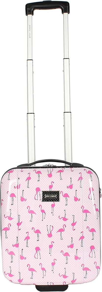 Designer Underseat Luggage Collection - 15 Inch Hardside Carry On Suitcase for Women- Lightweight Under Seat Bag with 2-Rolling Wheels