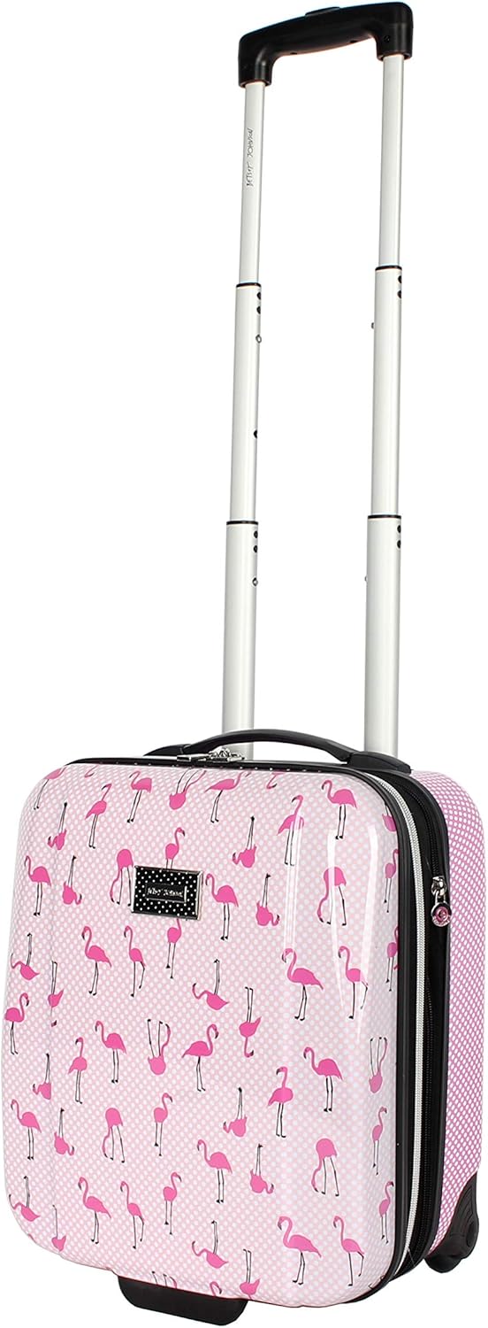 Designer Underseat Luggage Collection - 15 Inch Hardside Carry On Suitcase for Women- Lightweight Under Seat Bag with 2-Rolling Wheels