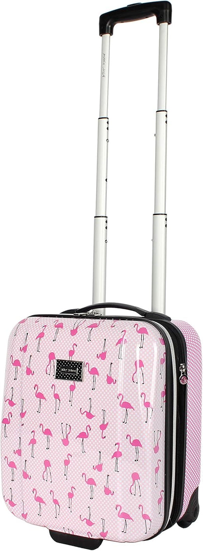 Designer Underseat Luggage Collection - 15 Inch Hardside Carry On Suitcase for Women- Lightweight Under Seat Bag with 2-Rolling Wheels