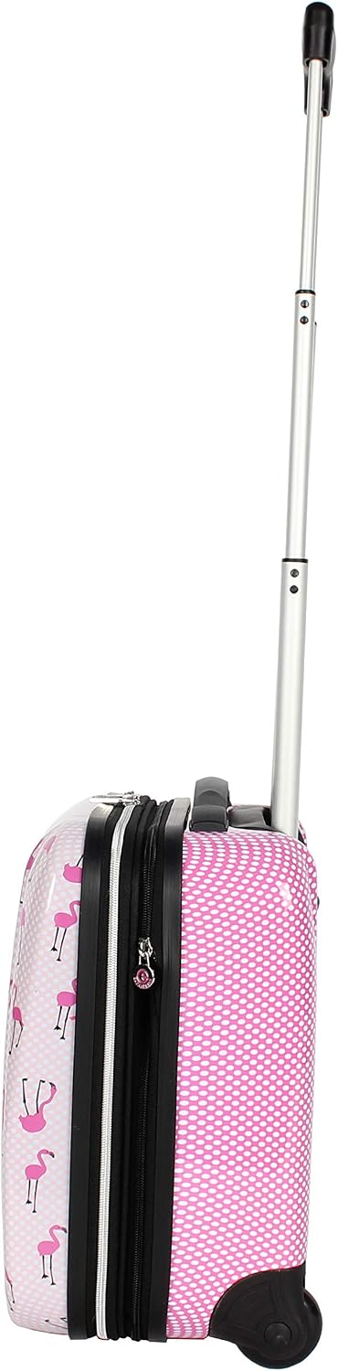 Designer Underseat Luggage Collection - 15 Inch Hardside Carry On Suitcase for Women- Lightweight Under Seat Bag with 2-Rolling Wheels