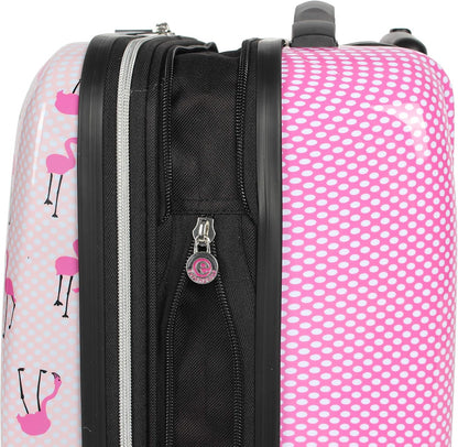 Designer Underseat Luggage Collection - 15 Inch Hardside Carry On Suitcase for Women- Lightweight Under Seat Bag with 2-Rolling Wheels