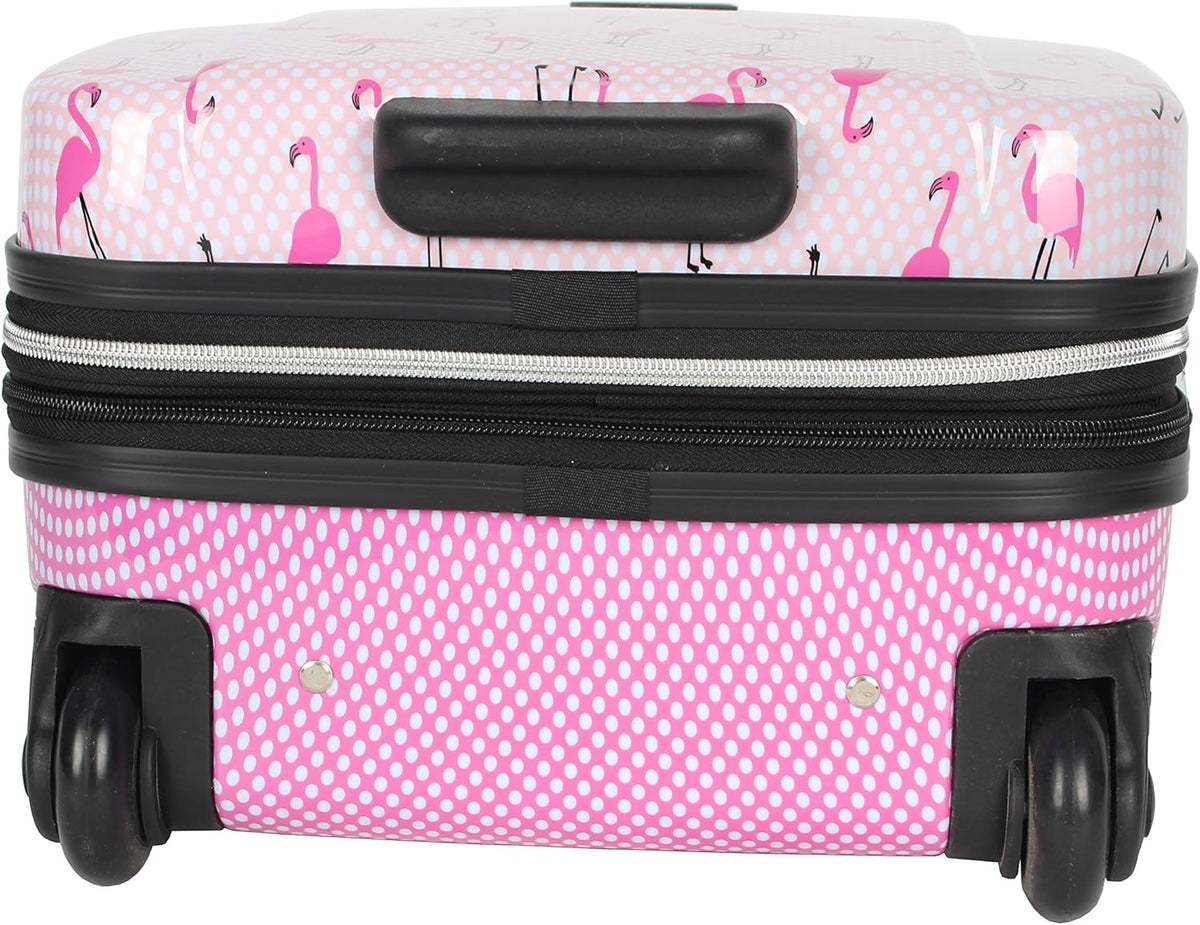Designer Underseat Luggage Collection - 15 Inch Hardside Carry On Suitcase for Women- Lightweight Under Seat Bag with 2-Rolling Wheels