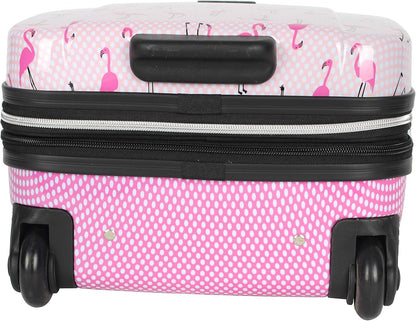 Designer Underseat Luggage Collection - 15 Inch Hardside Carry On Suitcase for Women- Lightweight Under Seat Bag with 2-Rolling Wheels