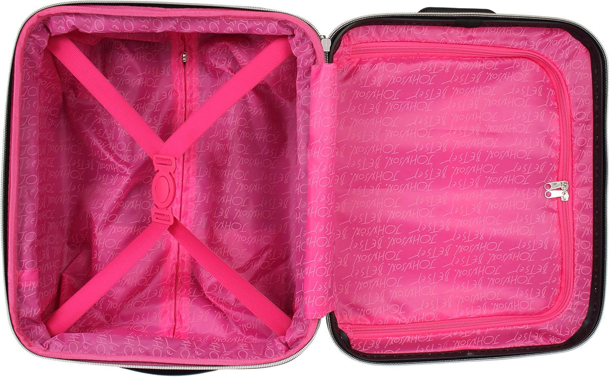 Designer Underseat Luggage Collection - 15 Inch Hardside Carry On Suitcase for Women- Lightweight Under Seat Bag with 2-Rolling Wheels