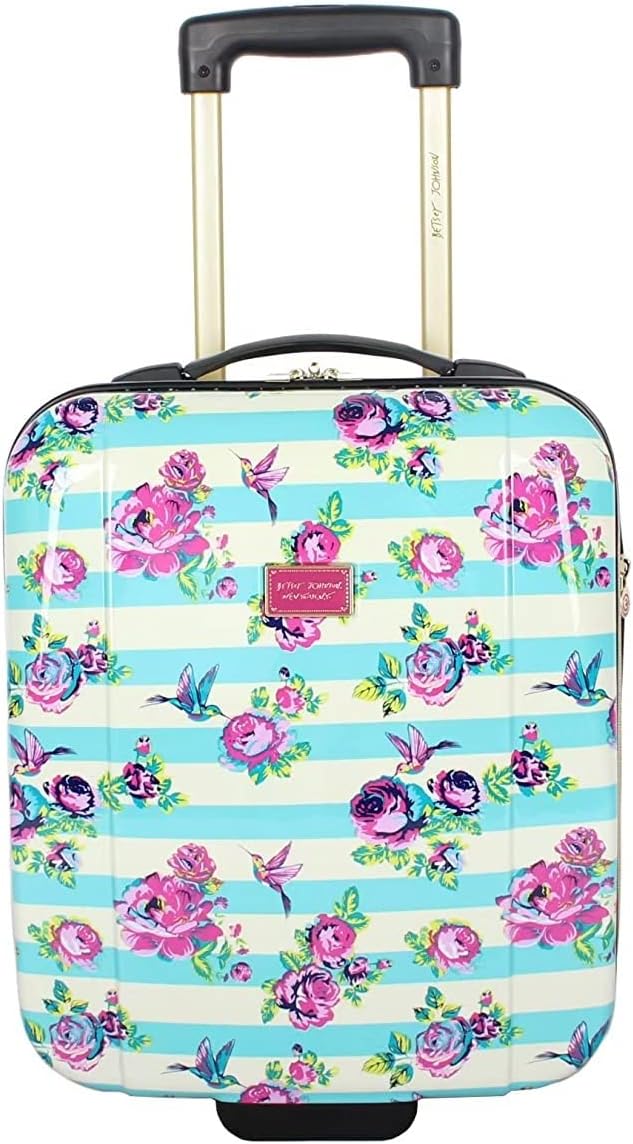 Designer Underseat Luggage Collection - 15 Inch Hardside Carry On Suitcase for Women- Lightweight Under Seat Bag with 2-Rolling Wheels