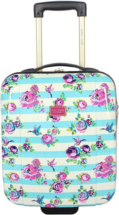 Designer Underseat Luggage Collection - 15 Inch Hardside Carry On Suitcase for Women- Lightweight Under Seat Bag with 2-Rolling Wheels