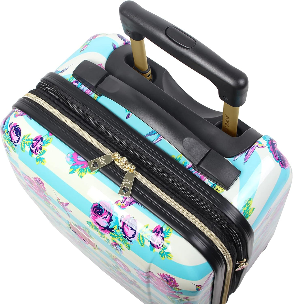 Designer Underseat Luggage Collection - 15 Inch Hardside Carry On Suitcase for Women- Lightweight Under Seat Bag with 2-Rolling Wheels