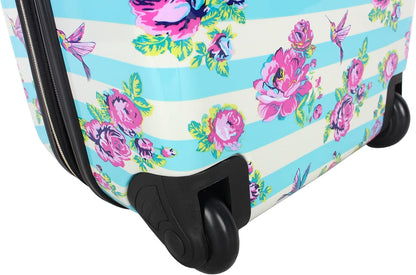 Designer Underseat Luggage Collection - 15 Inch Hardside Carry On Suitcase for Women- Lightweight Under Seat Bag with 2-Rolling Wheels